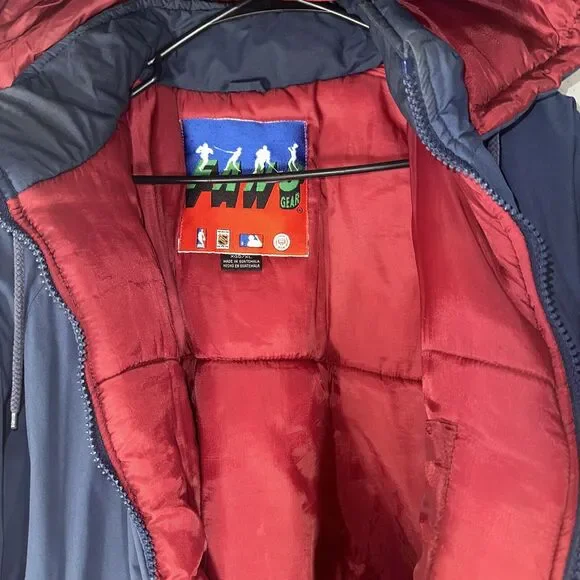 VTG 90s Fans Gear Denver Nuggets Blue Hooded Full Zip Puffer Jacket XL - Picture 7 of 10